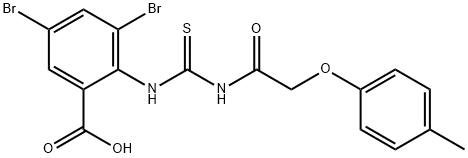 3,5-DIBROMO-2-[[[[(4-METHYLPHENOXY)ACETYL]AMINO]THIOXOMETHYL]AMINO]-BENZOIC ACID 구조식 이미지