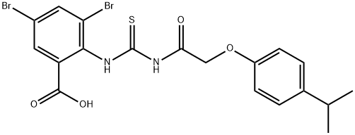 3,5-DIBROMO-2-[[[[[4-(1-METHYLETHYL)PHENOXY]ACETYL]AMINO]THIOXOMETHYL]AMINO]-BENZOIC ACID Structure