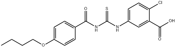 5-[[[(4-BUTOXYBENZOYL)AMINO]THIOXOMETHYL]AMINO]-2-CHLORO-BENZOIC ACID Structure