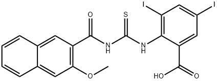 3,5-DIIODO-2-[[[[(3-METHOXY-2-NAPHTHALENYL)CARBONYL]AMINO]THIOXOMETHYL]AMINO]-벤조산 구조식 이미지