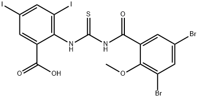 2-[[[(3,5-DIBROMO-2-METHOXYBENZOYL)AMINO]THIOXOMETHYL]AMINO]-3,5-DIIODO-BENZOIC ACID Structure