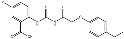 5-BROMO-2-[[[[(4-ETHYLPHENOXY)아세틸]아미노]티옥소메틸]아미노]-벤조산 구조식 이미지