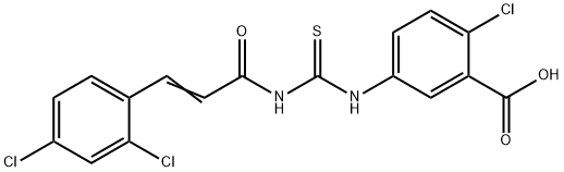 2-CHLORO-5-[[[[3-(2,4-DICHLOROPHENYL)-1-OXO-2-PROPENYL]AMINO]THIOXOMETHYL]AMINO]-BENZOIC ACID 구조식 이미지