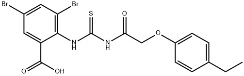 3,5-DIBROMO-2-[[[[(4-ETHYLPHENOXY)아세틸]아미노]티옥소메틸]아미노]-벤조산 구조식 이미지