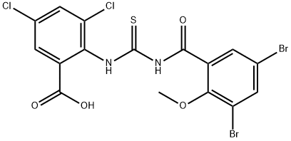 3,5-DICHLORO-2-[[[(3,5-DIBROMO-2-METHOXYBENZOYL)아미노]티옥소메틸]아미노]-벤조산 구조식 이미지
