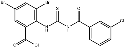 3,5-DIBROMO-2-[[[(3-CHLOROBENZOYL)AMINO]THIOXOMETHYL]AMINO]-BENZOIC ACID Structure