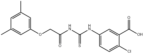 2-클로로-5-[[[[(3,5-DIMETHYLPHENOXY)ACETYL]AMINO]THIOXOMETHYL]AMINO]-BENZOICACID 구조식 이미지