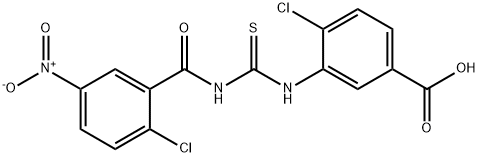 4-클로로-3-[[[(2-클로로-5-니트로벤조일)아미노]THIOXOMETHYL]아미노]-벤조익산 구조식 이미지