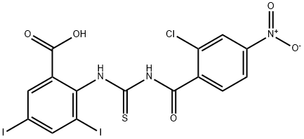 2-[[[(2-CHLORO-4-NITROBENZOYL)AMINO]THIOXOMETHYL]AMINO]-3,5-DIIODO-BENZOIC ACID Structure
