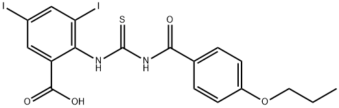 3,5-DIIODO-2-[[[(4-PROPOXYBENZOYL)AMINO]THIOXOMETHYL]AMINO]-벤조산 구조식 이미지