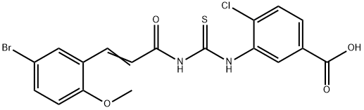 3-[[[[3-(5-BROMO-2-METHOXYPHENYL)-1-OXO-2-PROPENYL]AMINO]THIOXOMETHYL]AMINO]-4-CHLORO-BENZOIC ACID Structure