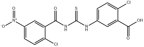 2-클로로-5-[[[(2-클로로-5-니트로벤조일)아미노]THIOXOMETHYL]아미노]-벤조익산 구조식 이미지