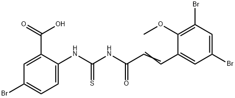 5-BROMO-2-[[[[3-(3,5-DIBROMO-2-METHOXYPHENYL)-1-OXO-2-PROPENYL]AMINO]THIOXOMETHYL]AMINO]-BENZOIC ACID Structure