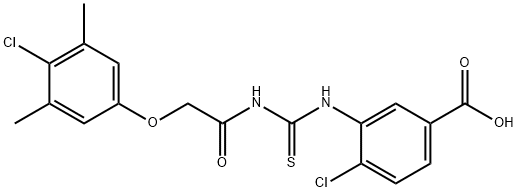 4-CHLORO-3-[[[[(4-CHLORO-3,5-DIMETHYLPHENOXY)ACETYL]AMINO]THIOXOMETHYL]AMINO]-BENZOIC ACID Structure