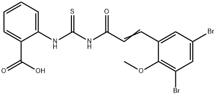 2-[[[[3-(3,5-DIBROMO-2-METHOXYPHENYL)-1-OXO-2-PROPENYL]AMINO]THIOXOMETHYL]AMINO]-BENZOIC ACID Structure