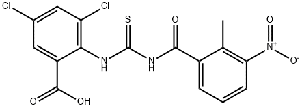 3,5-DICHLORO-2-[[[(2-METHYL-3-NITROBENZOYL)AMINO]THIOXOMETHYL]AMINO]-BENZOIC ACID Structure