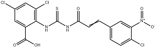 3,5-DICHLORO-2-[[[[3-(4-CHLORO-3-NITROPHENYL)-1-OXO-2-PROPENYL]AMINO]THIOXOMETHYL]AMINO]-BENZOIC ACID Structure