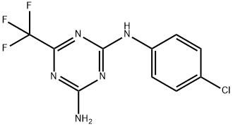 N-(4-클로로페닐)-6-(트리플루오로메틸)-1,3,5-트리아진-2,4-디아민 구조식 이미지