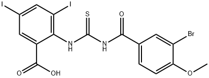 2-[[[(3-BROMO-4-METHOXYBENZOYL)AMINO]THIOXOMETHYL]AMINO]-3,5-DIIODO-BENZOIC ACID Structure