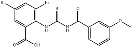 3,5-디브로모-2-[[[(3-메톡시벤조일)아미노]티옥소메틸]아미노]-벤조산 구조식 이미지