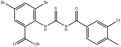 3,5-DIBROMO-2-[[[(3-CHLORO-4-메틸벤조일)아미노]티옥소메틸]아미노]-벤조산 구조식 이미지