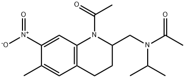 N-[(1-acetyl-1,2,3,4-tetrahydro-6-methyl-7-nitro-2-quinolyl)methyl]-N-isopropylacetamide 구조식 이미지