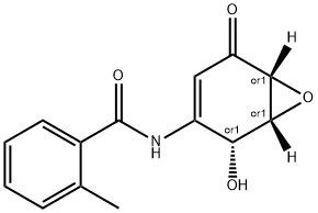 Benzamide, N-[(1R,2R,6R)-2-hydroxy-5-oxo-7-oxabicyclo[4.1.0]hept-3-en-3-yl]- Structure