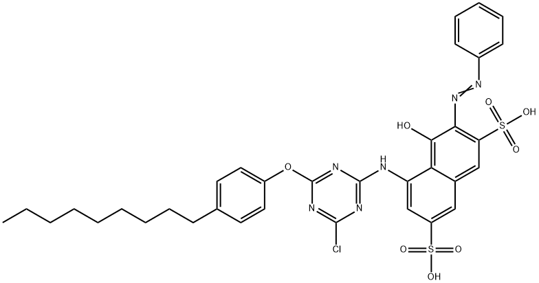 5-[[4-chloro-6-(4-nonylphenoxy)-1,3,5-triazin-2-yl]amino]-4-hydroxy-3-(phenylazo)naphthalene-2,7-disulphonic acid 구조식 이미지