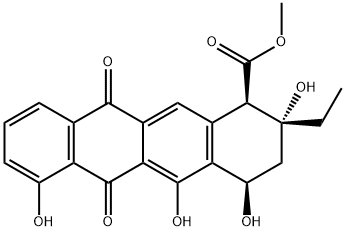 (1R,2R,4R)-2-Ethyl-1,2,3,4,6,11-hexahydro-2,4,5,7-tetrahydroxy-6,11-dioxo-1-naphthacenecarboxylic acid methyl ester 구조식 이미지
