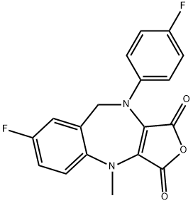 7-FLUORO-10-(4-FLUORO-PHENYL)-4-METHYL-9,10-DIHYDRO-4H-2-OXA-4,10-DIAZA-BENZO[F]AZULENE-1,3-DIONE Structure