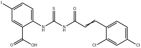 2-[[[[3-(2,4-DICHLOROPHENYL)-1-OXO-2-PROPENYL]AMINO]THIOXOMETHYL]AMINO]-5-IODO-BENZOIC ACID Structure