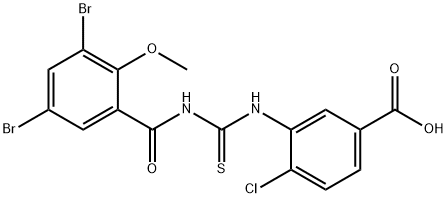 4-CHLORO-3-[[[(3,5-DIBROMO-2-METHOXYBENZOYL)AMINO]THIOXOMETHYL]AMINO]-벤조산 구조식 이미지