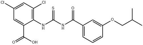 3,5-DICHLORO-2-[[[[3-(2-METHYLPROPOXY)BENZOYL]AMINO]THIOXOMETHYL]AMINO]-BENZOIC ACID 구조식 이미지