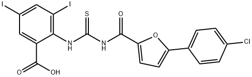 2-[[[[[5-(4-CHLOROPHENYL)-2-FURANYL]CARBONYL]AMINO]THIOXOMETHYL]AMINO]-3,5-DIIODO-BENZOIC ACID Structure