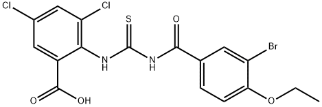 2-[[[(3-브로모-4-에톡시벤조일)아미노]티옥소메틸]아미노]-3,5-디클로로-벤조산 구조식 이미지