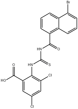 2-[[[[(5-BROMO-1-NAPHTHALENYL)CARBONYL]AMINO]THIOXOMETHYL]AMINO]-3,5-DICHLORO-BENZOIC ACID Structure