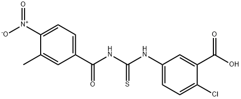 2-CHLORO-5-[[[(3-METHYL-4-NITROBENZOYL)AMINO]THIOXOMETHYL]AMINO]-BENZOIC ACID Structure