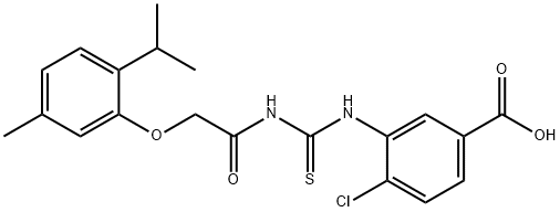 4-CHLORO-3-[[[[[5-METHYL-2-(1-METHYLETHYL)PHENOXY]ACETYL]AMINO]THIOXOMETHYL]AMINO]-BENZOIC ACID Structure