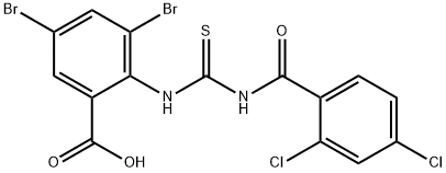 3,5-DIBROMO-2-[[[(2,4-DICHLOROBENZOYL)AMINO]THIOXOMETHYL]AMINO]-BENZOIC ACID 구조식 이미지