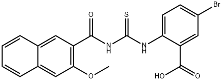 5-BROMO-2-[[[[(3-METHOXY-2-NAPHTHALENYL)CARBONYL]AMINO]THIOXOMETHYL]아미노]-벤조산 구조식 이미지