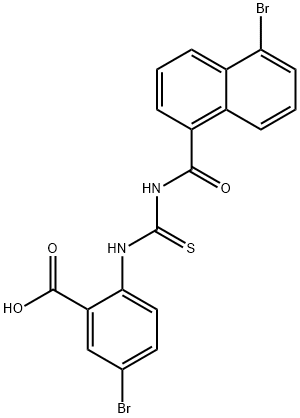 5-BROMO-2-[[[[(5-BROMO-1-NAPHTHALENYL)CARBONYL]AMINO]THIOXOMETHYL]AMINO]-BENZOIC ACID 구조식 이미지