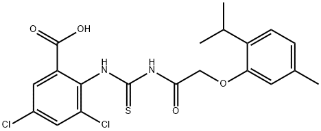 BENZOIC ACID, 3,5-DICHLORO-2-[[[[[5-METHYL-2-(1-METHYLETHYL)PHENOXY]ACETYL]AMINO]THIOXOMETHYL]AMINO] Structure