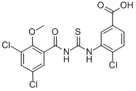 4-CHLORO-3-[[[(3,5-DICHLORO-2-METHOXYBENZOYL)AMINO]THIOXOMETHYL]AMINO]-BENZOIC ACID Structure