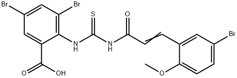 3,5-DIBROMO-2-[[[[3-(5-BROMO-2-METHOXYPHENYL)-1-OXO-2-PROPENYL]AMINO]THIOXOMETHYL]AMINO]-BENZOIC ACID 구조식 이미지