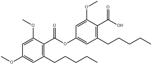 2-Methoxy-4-(2,4-dimethoxy-6-pentylbenzoyloxy)-6-pentylbenzoic acid 구조식 이미지