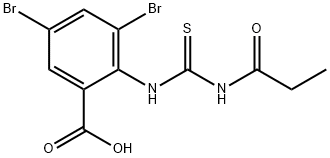3,5-DIBROMO-2-[[[(1-OXOPROPYL)아미노]티옥소메틸]아미노]-벤조산 구조식 이미지