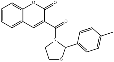 Thiazolidine, 2-(4-methylphenyl)-3-[(2-oxo-2H-1-benzopyran-3-yl)carbonyl]- (9CI) Structure