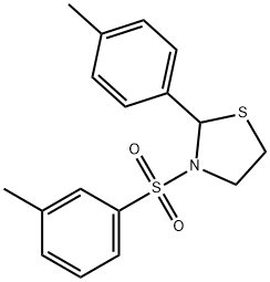 Thiazolidine, 2-(4-methylphenyl)-3-[(3-methylphenyl)sulfonyl]- (9CI) Structure