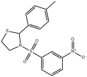 Thiazolidine, 2-(4-methylphenyl)-3-[(3-nitrophenyl)sulfonyl]- (9CI) Structure