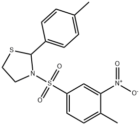 Thiazolidine, 3-[(4-methyl-3-nitrophenyl)sulfonyl]-2-(4-methylphenyl)- (9CI) Structure